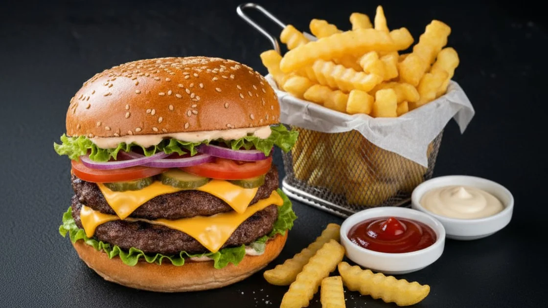 Double Burger with Chips